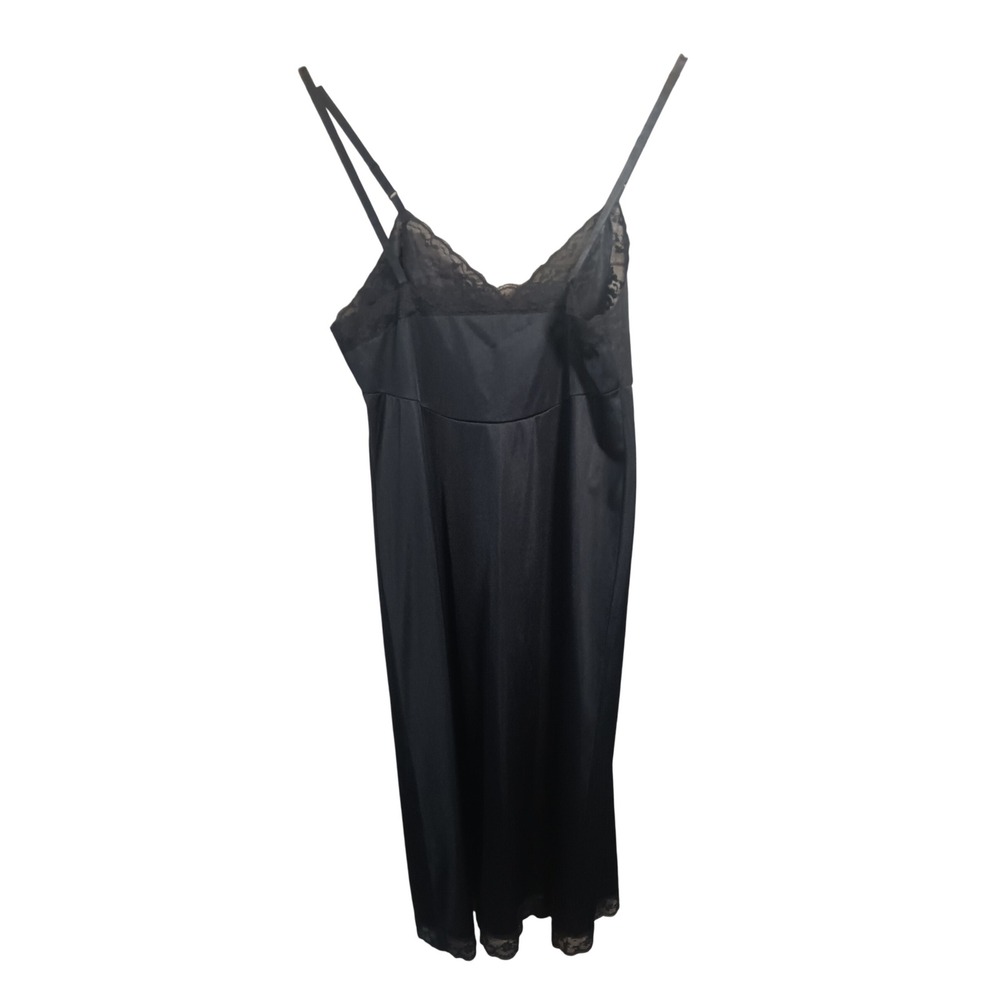 Vanity Fair Vintage Black Lace Trim Full Slip Vintage Nylon Antron III Size 34 - Picture 5 of 11